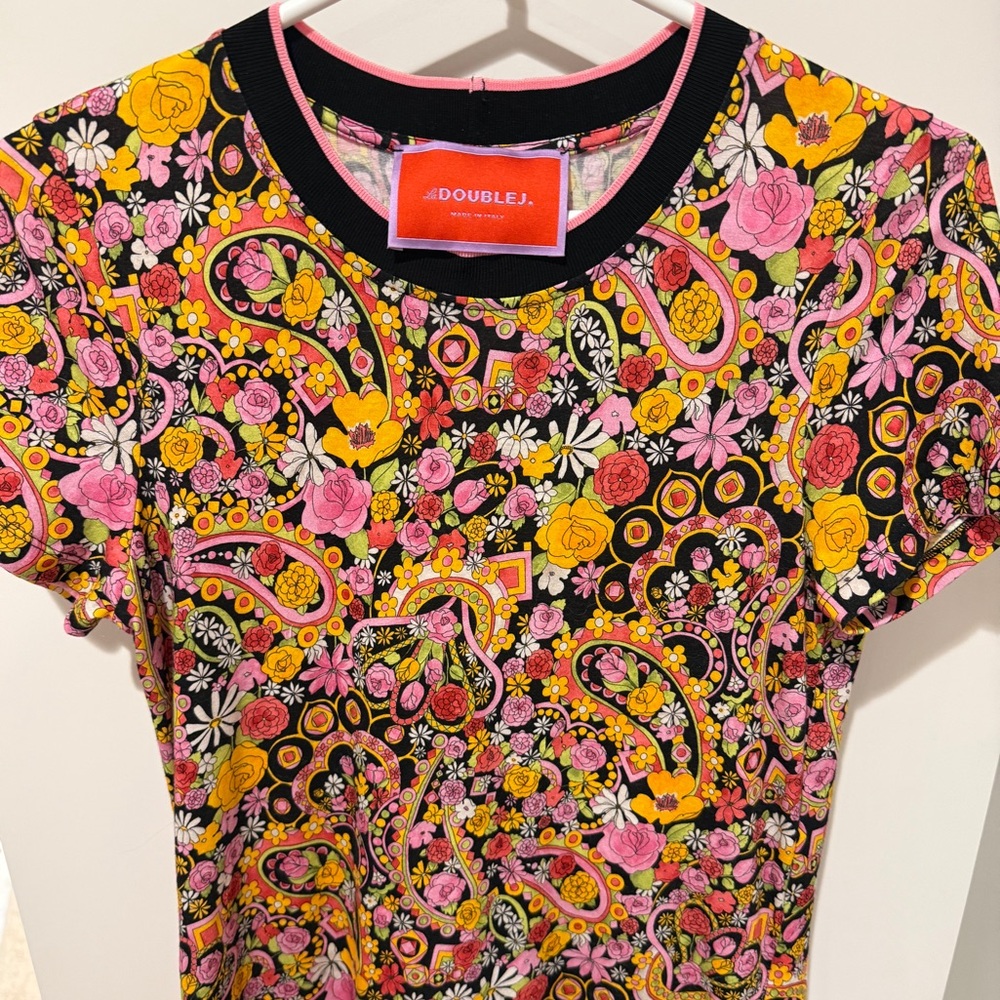 Double J Floral Paisley Print Women's Dress in Pink & Yellow